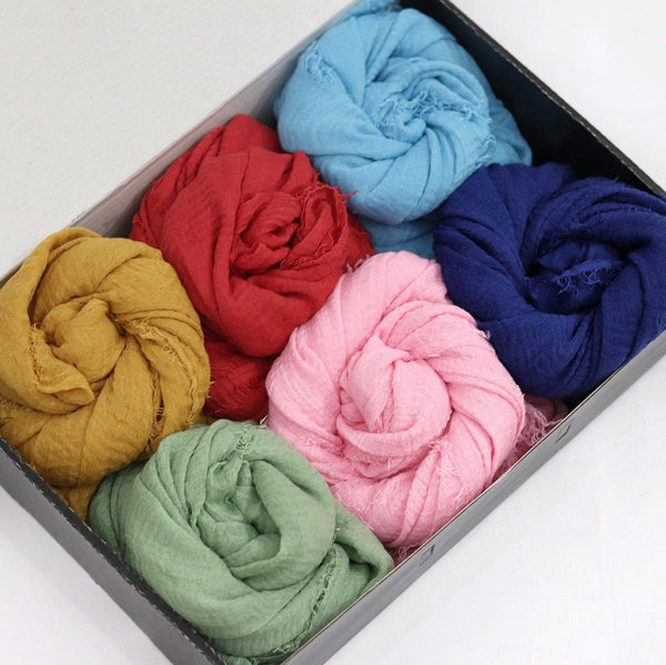 Lawn Crimps Hijabs- Pack of 6 - Rainbow Hues Bundle