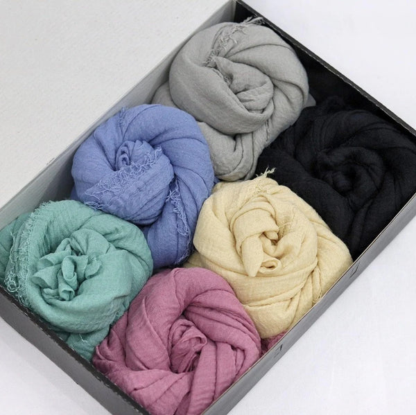 Lawn crimp hijabs-Pack of 6 - Pastel heaven bundle