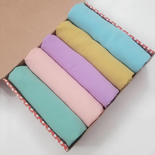 Plain chiffon hijabs-Pack of 5 - Pastel dream bundle